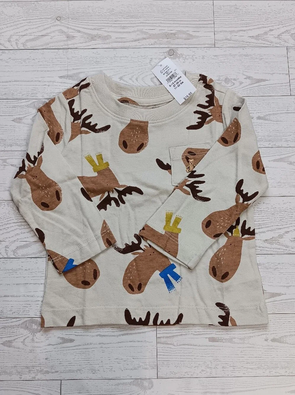 Lot Of 4 Baby Gap Boy's Graphic Print Long Sleeve Shirt 100% Cotton Size 6-12 M